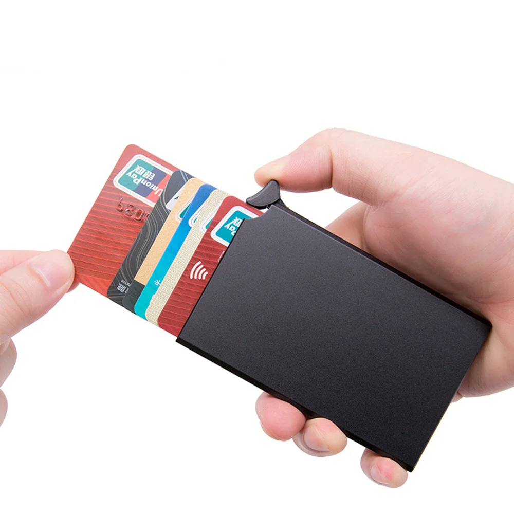 

Умный кошелек с защитой от кражи, тонкий держатель для идентификационных карт, унисекс, автоматически сплошной металлический компактный