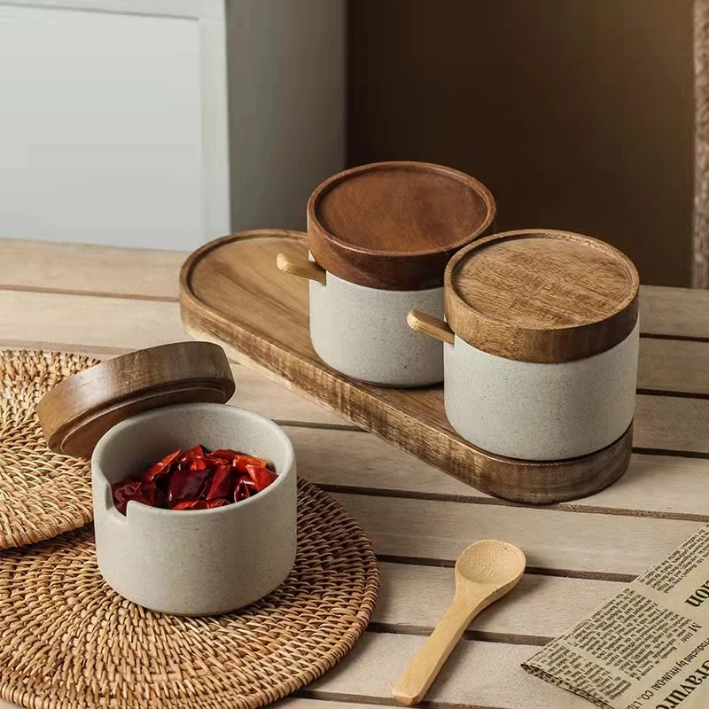 

Modern Ceramic Seasoning Jar Set Household Kitchen Sugar Salt Jar with Lid Jar Large Capacity Food Storage Box Kitchen Container