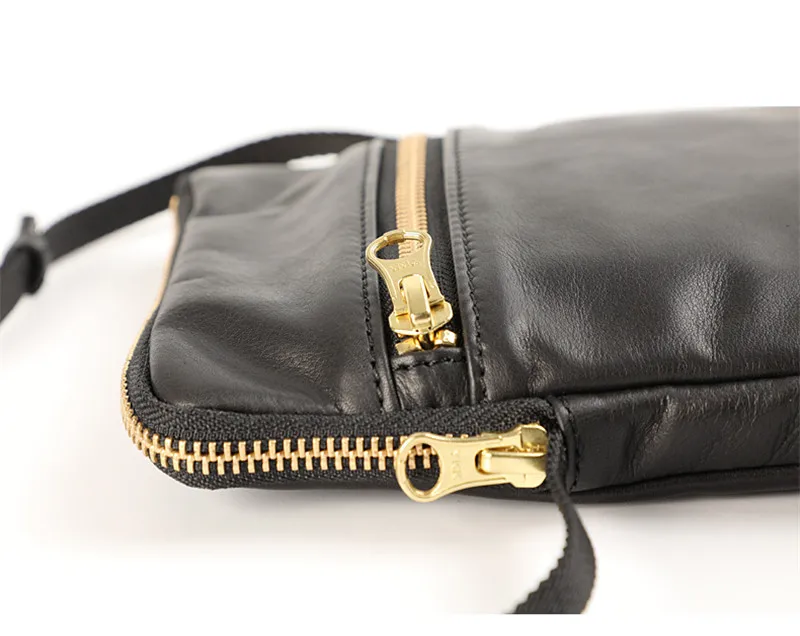 Casual outdoor daily genuine leather men's small shoulder phone bag simple luxury high quality cowhide black mini crossbody bag