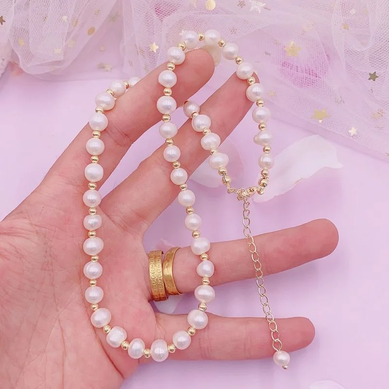 

Minar Unusual Irregular Freshwater Pearl Necklace for Women Fashion Gold Color Beads Choker Necklaces Party Wedding Jewelry 2022