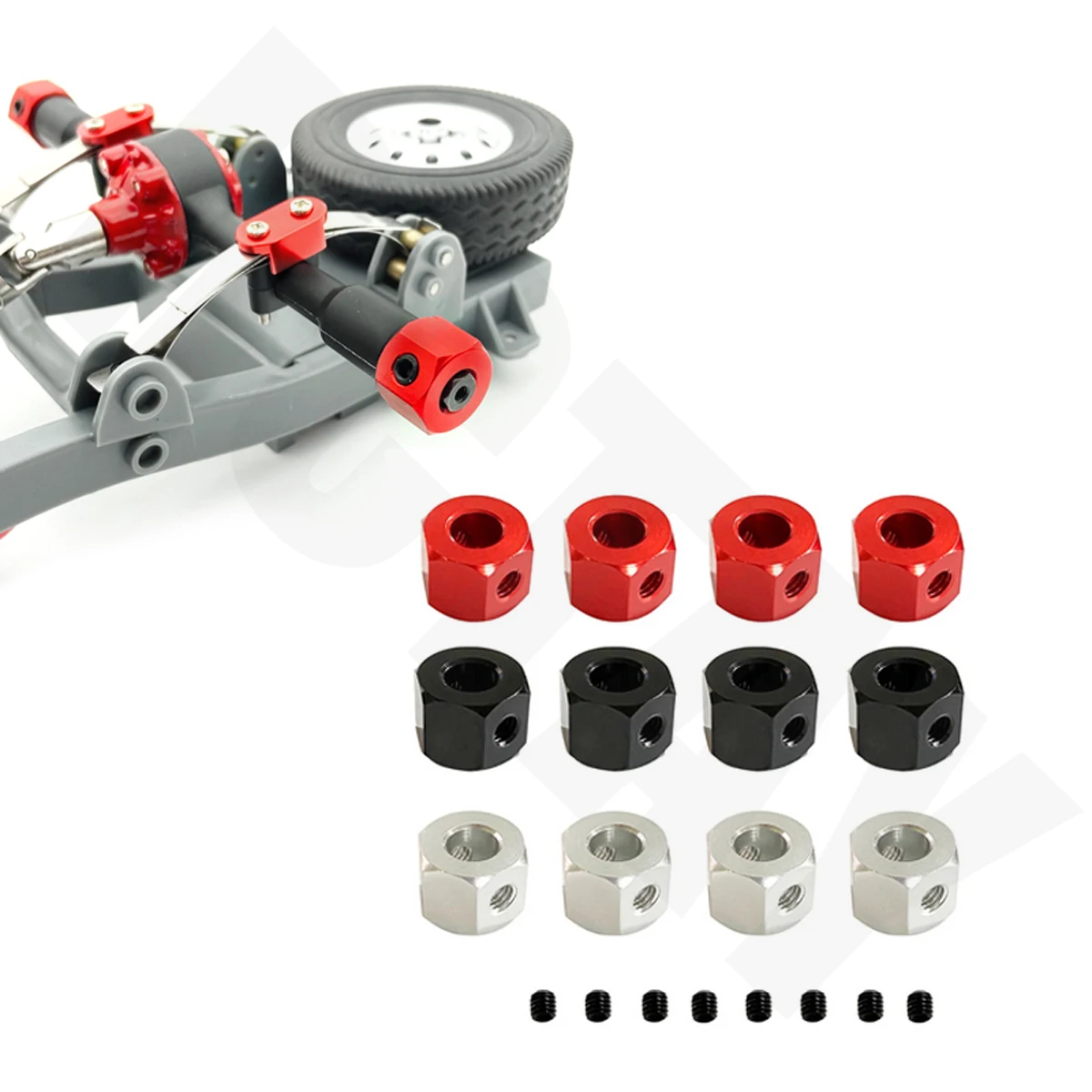 Металлический переходник-концентратор, 5 мм/12 мм, для WPL D12, C14, C24, B14, B16, MN, D90, D91, 4 шт.