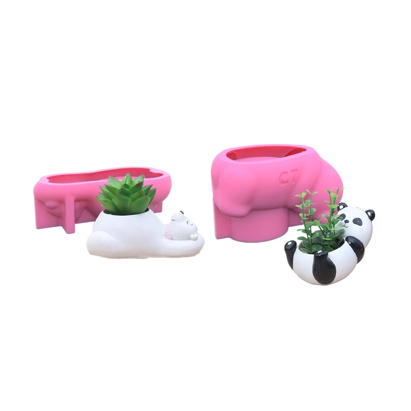 

Polar Bear Flowerpot Epoxy Resin Mold Succulent Plant Pot Holder Concrete Plaster Silicone Mould DIY Crafts Home Decor