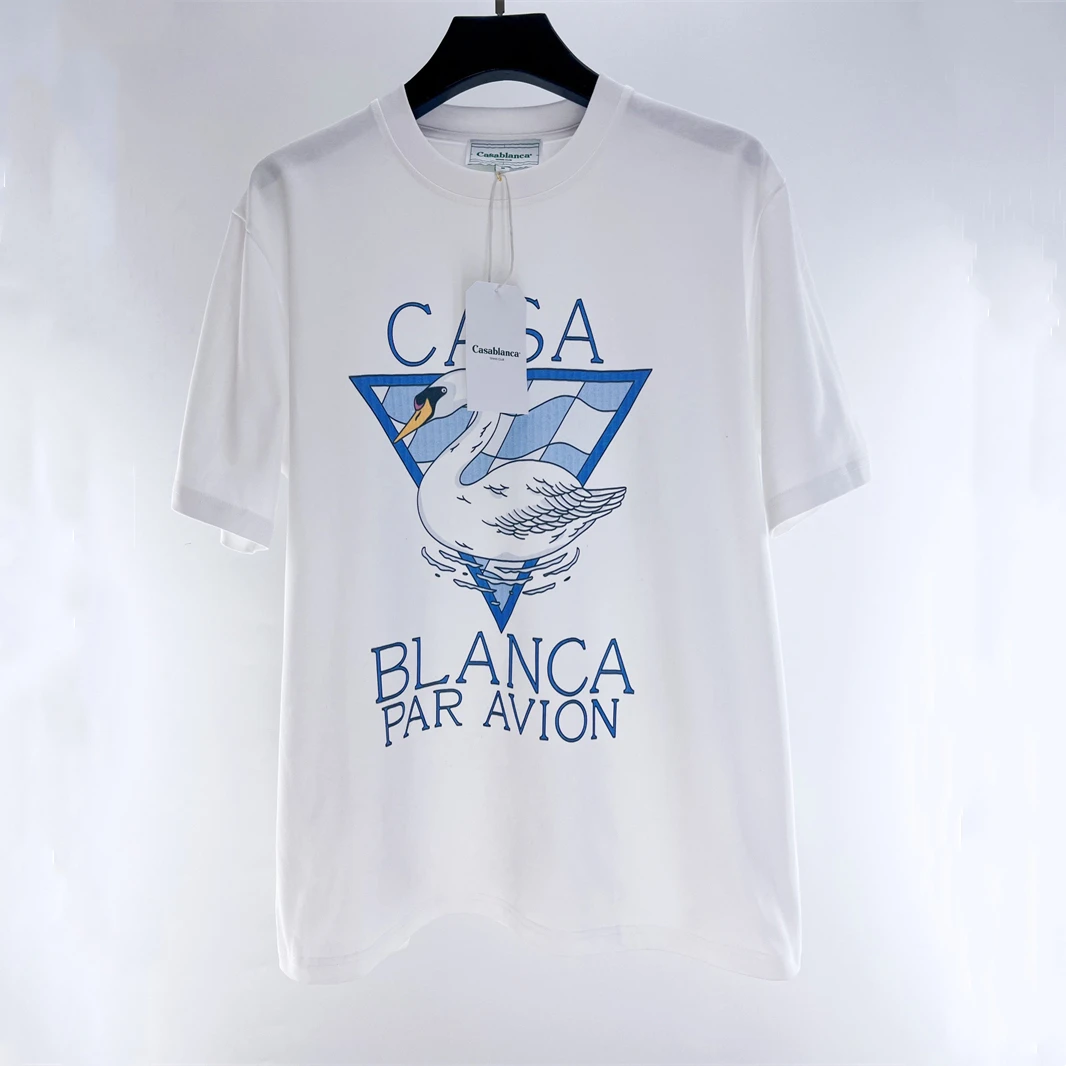 

Casablanca T Shirt Men Women 1:1 Best Quality Swan Print Short Sleeve Tees