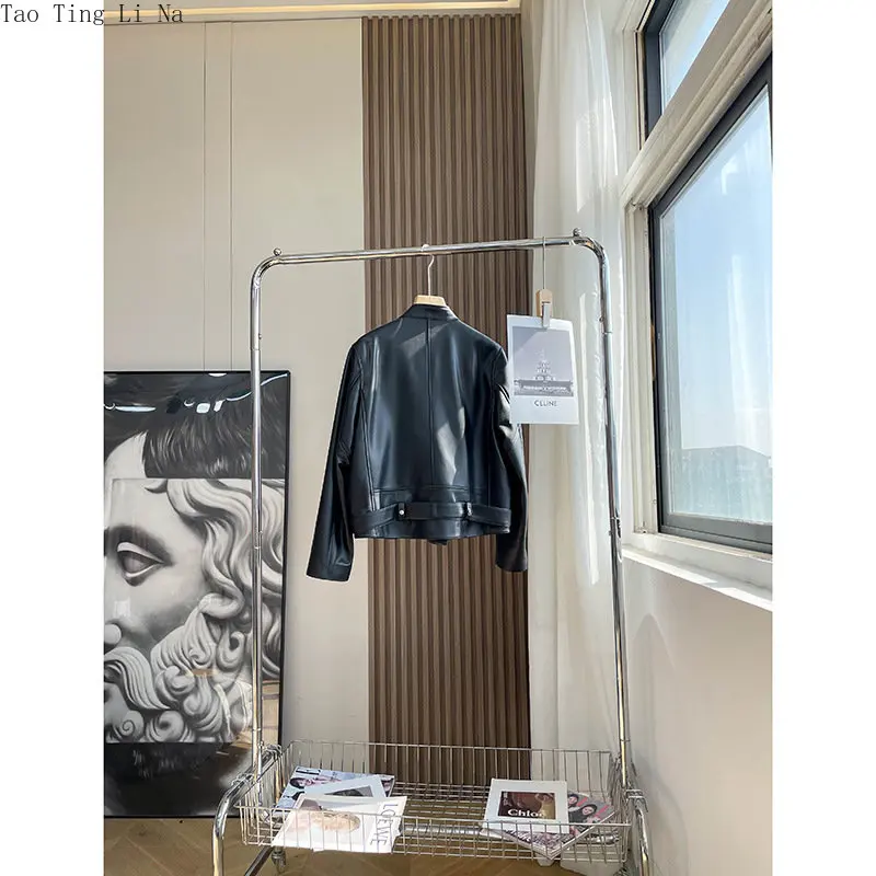 2023 Women New Spring Loose Casual Genuine Sheep Leather Jacket Real Sheepskin Leather Coat W16