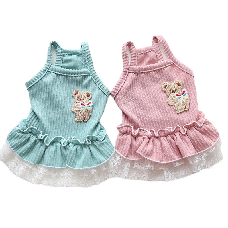 

Роскошное кружевное платье для собак, летняя одежда для собак, платья с рисунком медведя для маленьких собак, кошек, чихуахуа, Йорков, бишона...