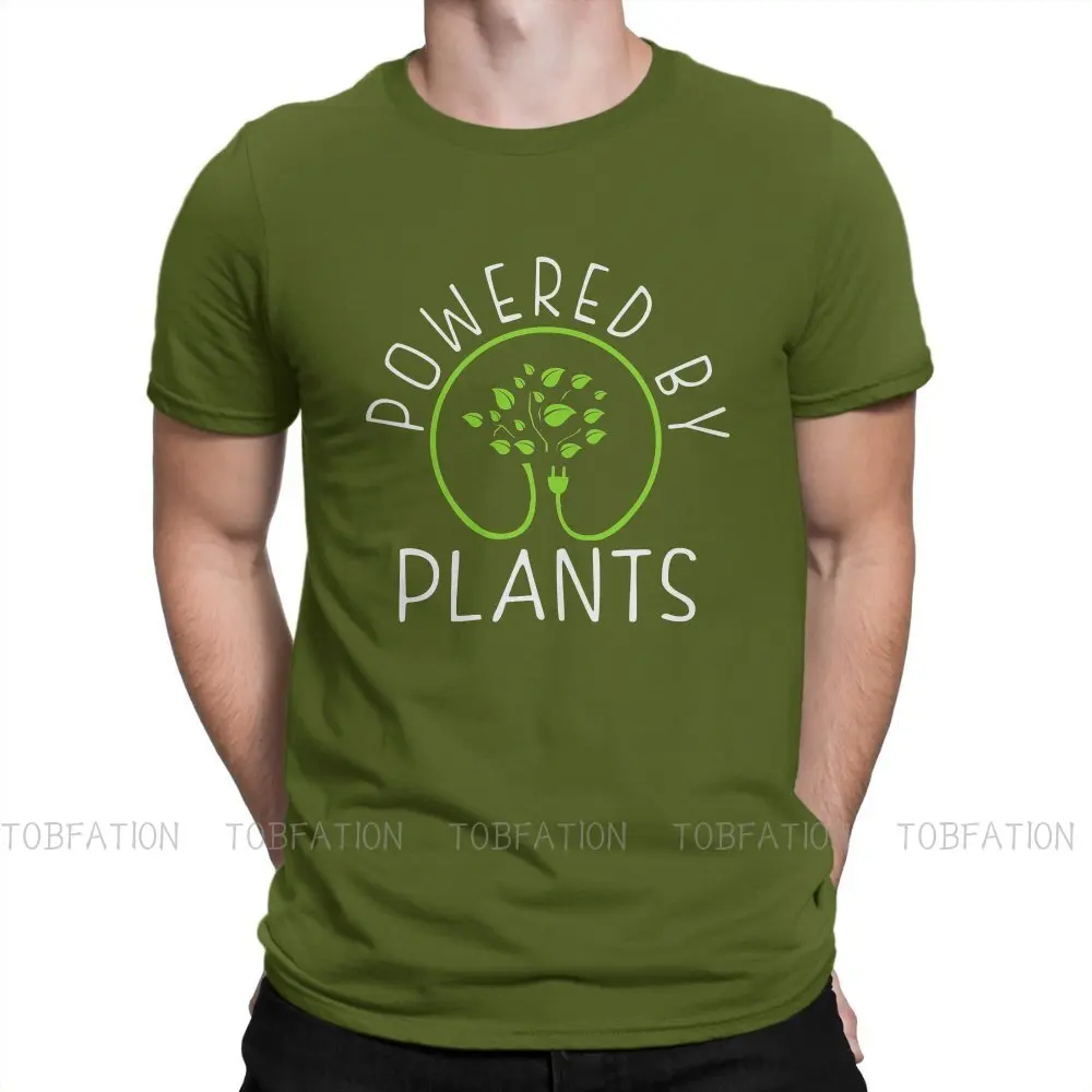 

Philosophy TShirt for Men Powered by plants. Vegan Philosophy Active Soft Casual Sweatshirts T Shirt High Quality Trendy Loose
