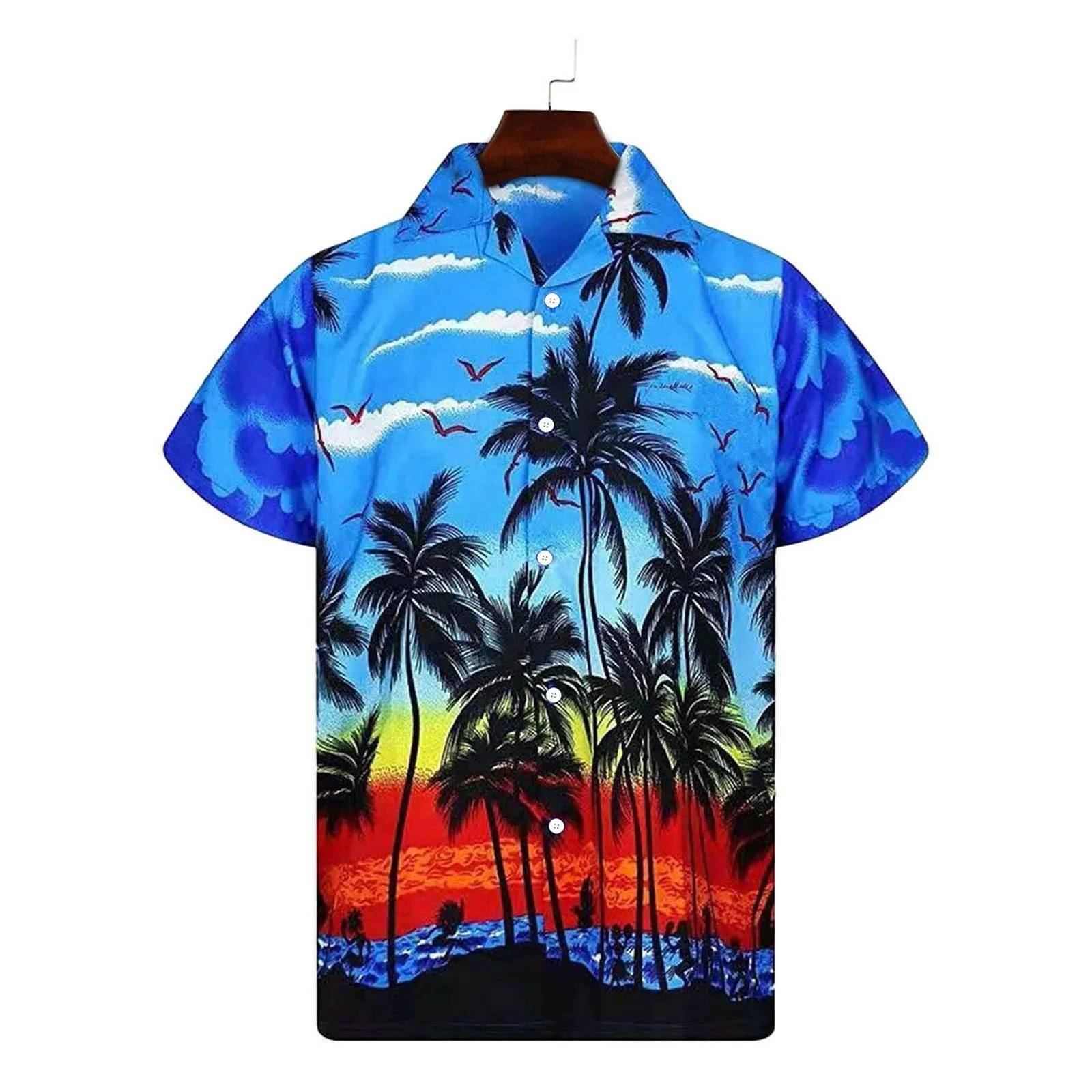 

2022 Summer Vacation Casual Shirt Beach Harajuku New Men Short-Sleeve Aloha Shirt hommes Blouse Loose Surfing Hawaiian-shirt