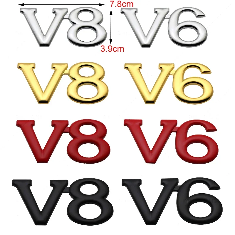Универсальная эмблема автомобиля V6 V8 наклейка на задний багажник для Audi KIA Mazda