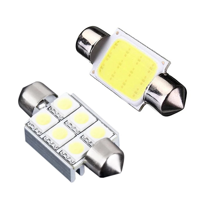 

3PCS 36Mm 6 SMD 5050 Pure White Dome Light Bulb With 5W 36MM COB Dome Festoon 12 LED Car Bulb