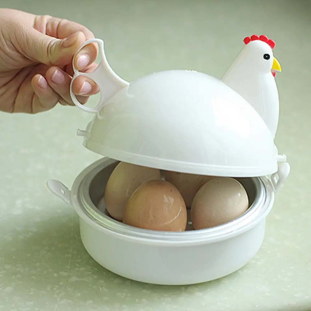 

1PC Portable Durable Chicken Shape Eggs Steamer Boiler 4 Eggs Cooking Appliances Microwave Oven Cookware Kitchen Cooker Supplies