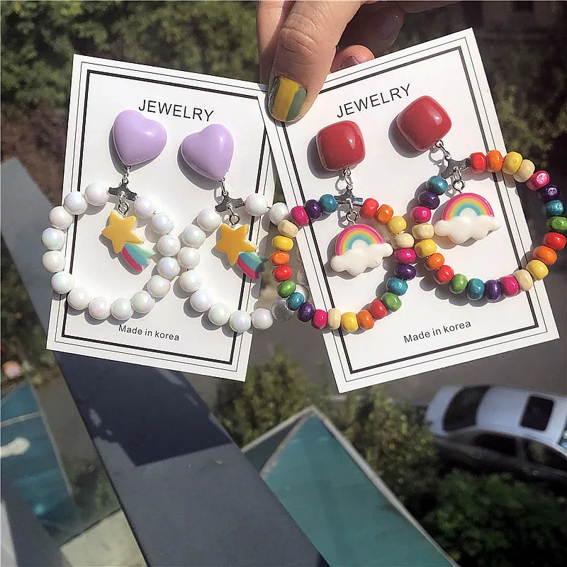 

Colorful Beaded Round Earrings Women Summer Cute Rainbow Earring Jewelry Girls Sweet Clouds Earring Accessories Wholesale 2023