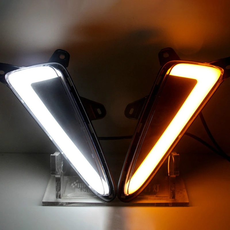 2PCS светодиодных DRL дневных ходовых огней для Toyota CHR 2016 2017 2018 2019 Дневные противотуманные фары с указателем поворота Автомобильный стиль.