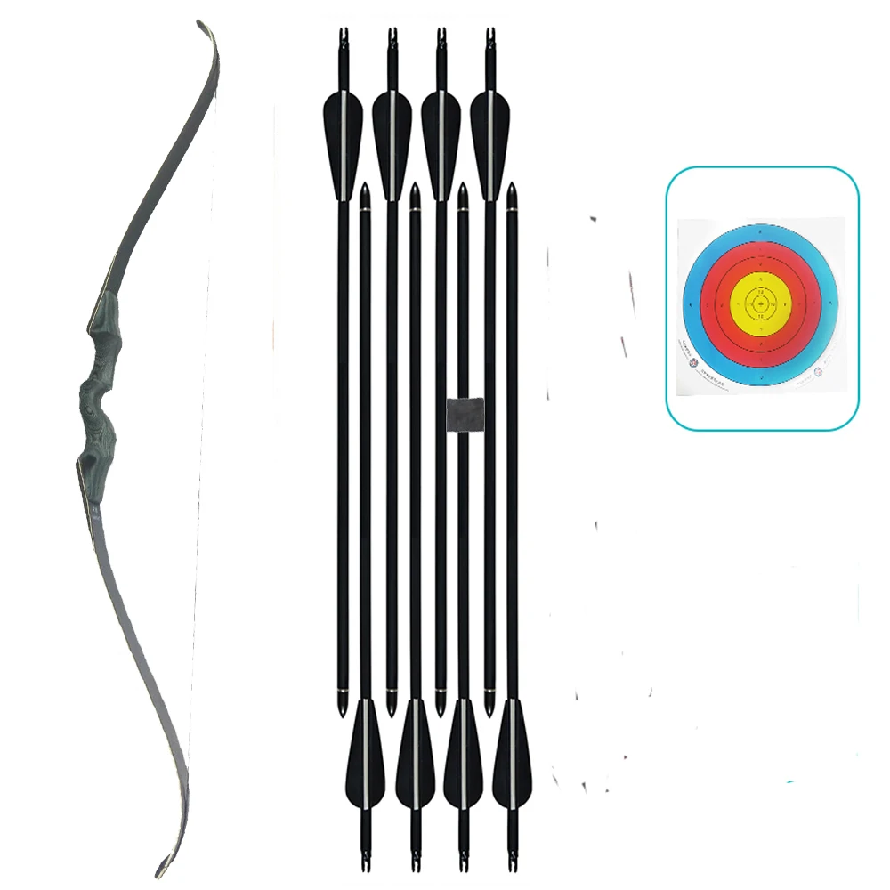 Black Hunter Traditional Beauty Hunting Reflection Bow And Arrow Outdoor Shooting Recurve Bow Wooden Split Archery Bow