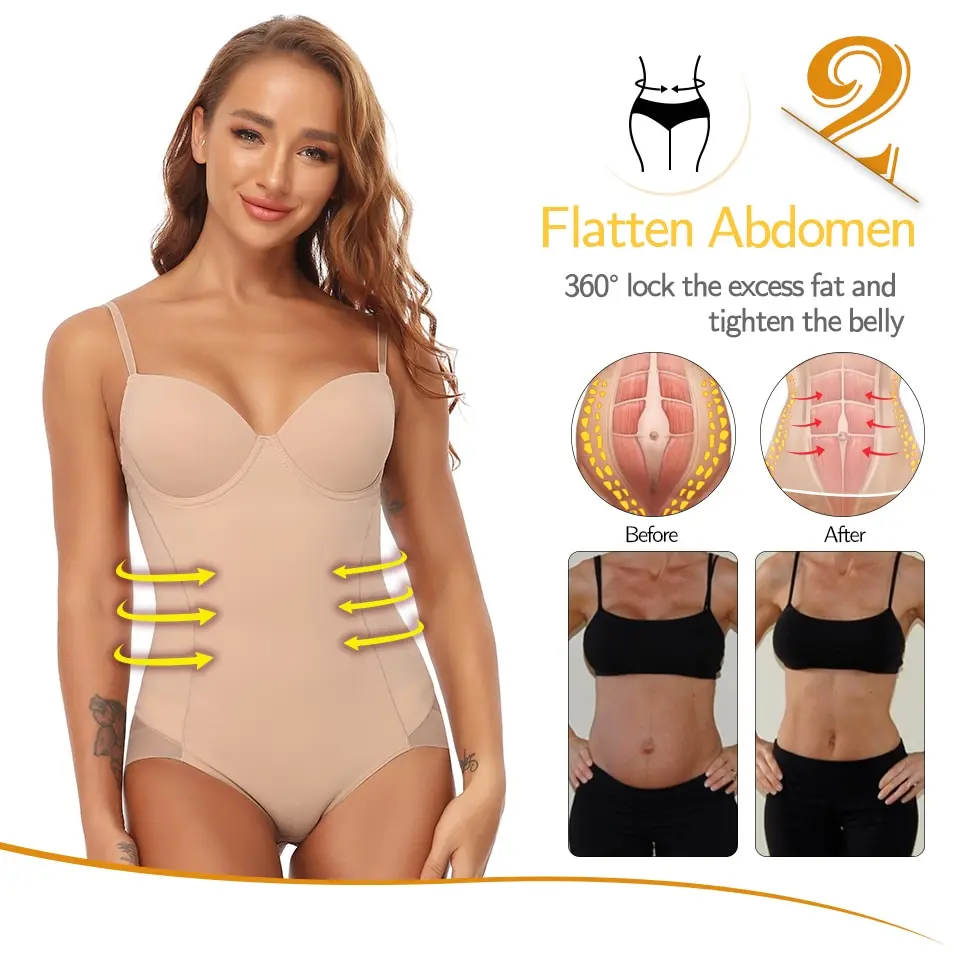 Shapewear Bodysuits for Women Built-In Bra Camisole Tops Waist Trainer Full Body Shaper Tummy Control Slimming Underwear