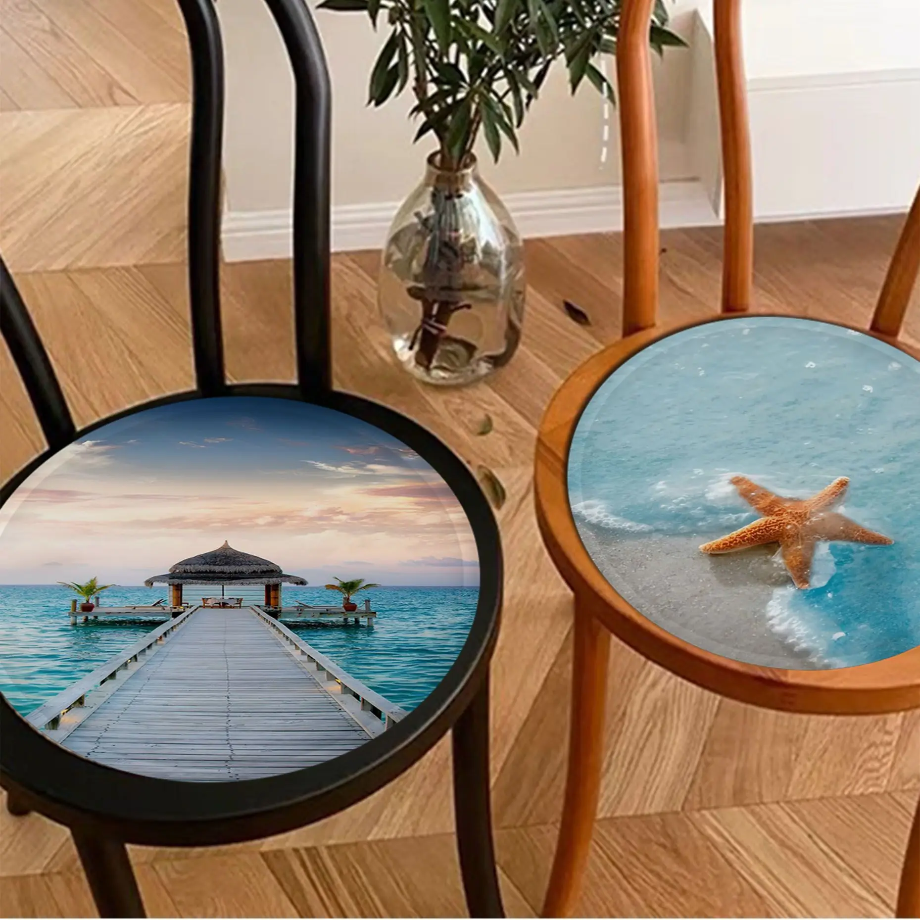 

Beach Sea Ocean Nordic Printing Plush Cushion Home Back Cushion Soft Comfortable 50x50cm Cushion Pads