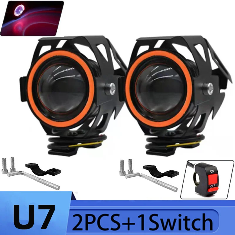Водонепроницаемая мотоциклетная светодиодная фара 125 Вт, 3000LMW U7, светодиодный противотуманный фсветильник для мотоцикла с переключателем