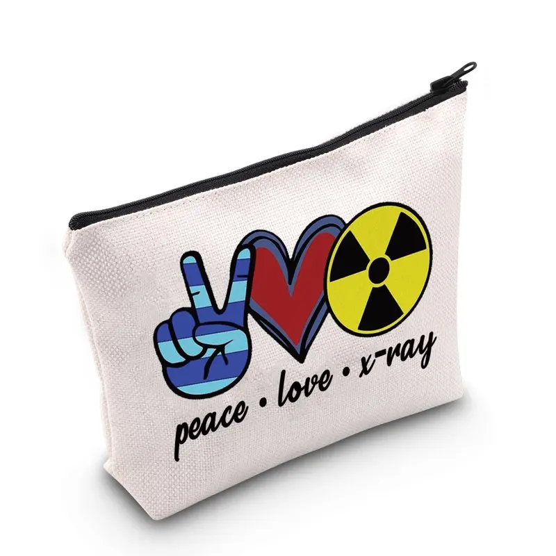 

Technologist Cosmetic Make up Bag Xray Tech Gift Peace Love X-ray Makeup Zipper Pouch Bag For Women Girls