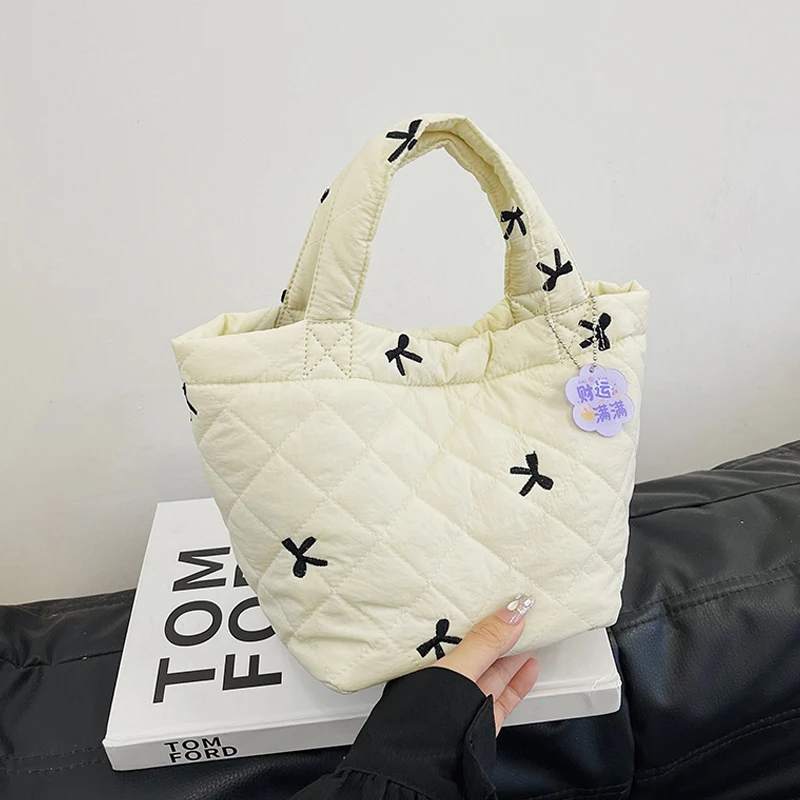 Корейская хлопковая сумка с бантом для женщин темпераментная универсальная