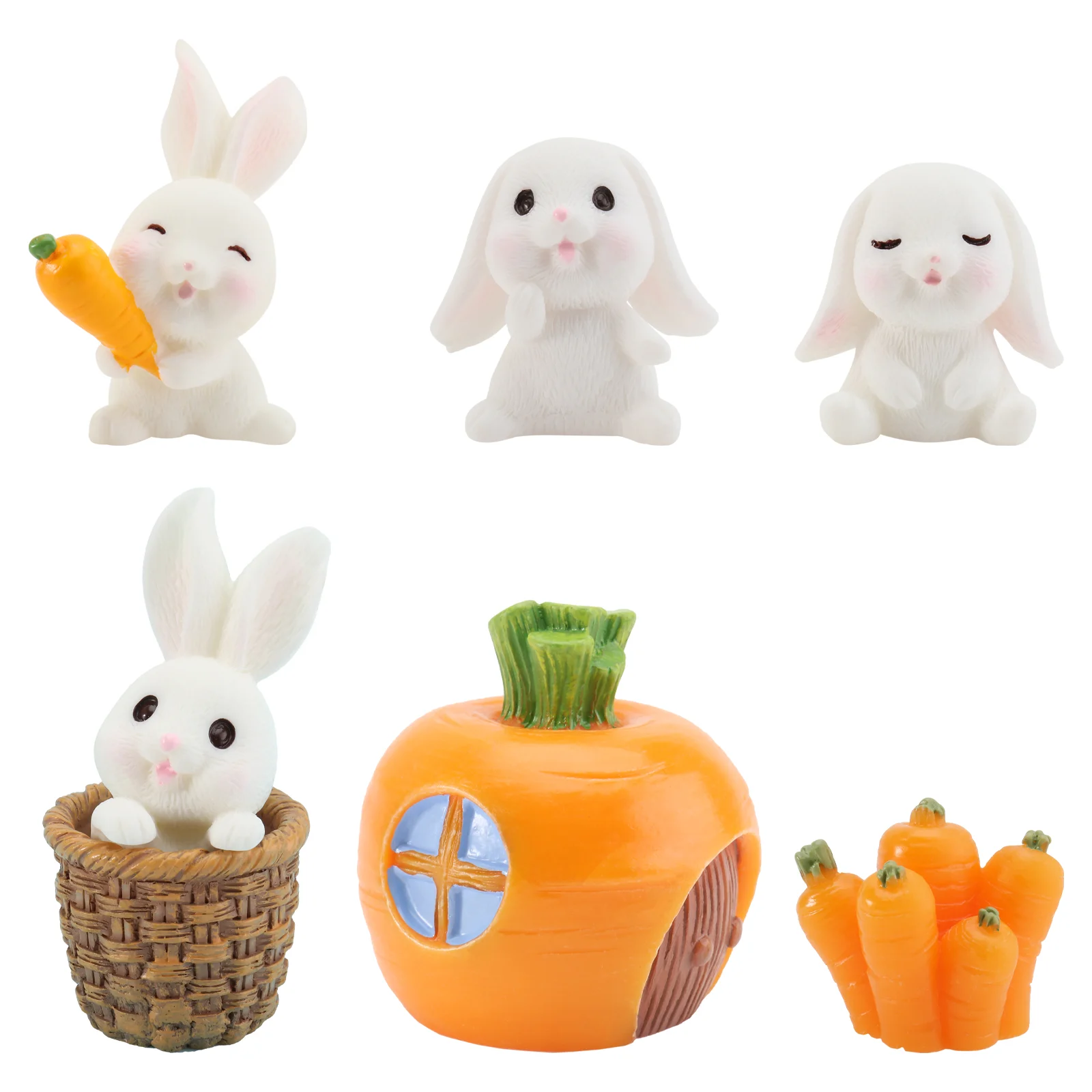 

7Pcs Miniature Animals Rabbit Figurine Statue Resin Ornaments for Cake
