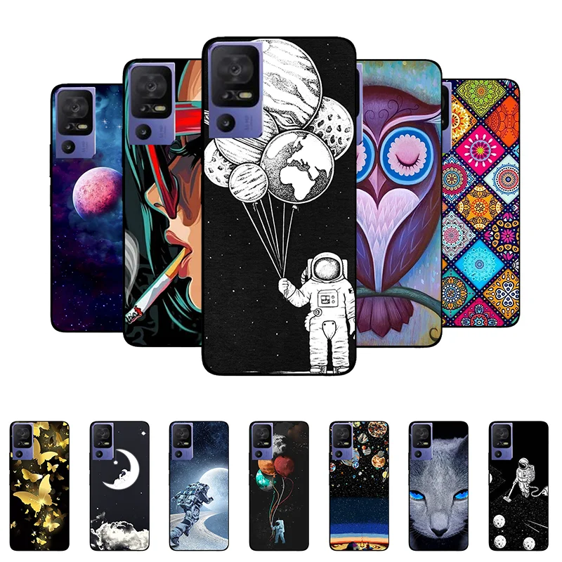 

for TCL 40 SE Case Cover TCL 40 SE T610K Funda Astronaut Soft Silicone Back Cover Case for TCL 40SE TCL40 SE Coque Bumper