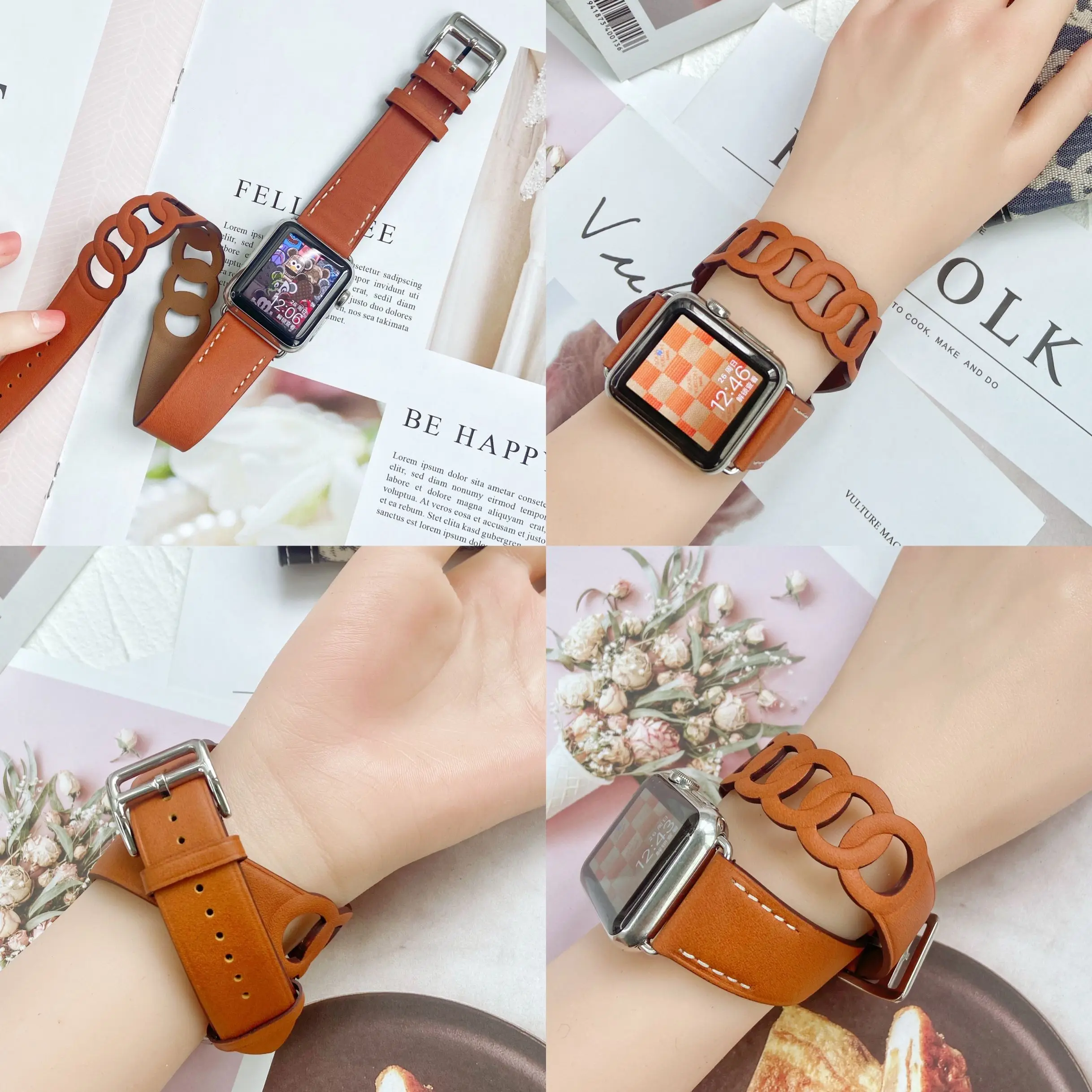 Strap for Apple Watch Ultra Band 8 7 6 5 4 3 2 SE Genuine Leather Correa Bracelet Apple Watch 49 45 41 44 40 42 38mm for iWatch