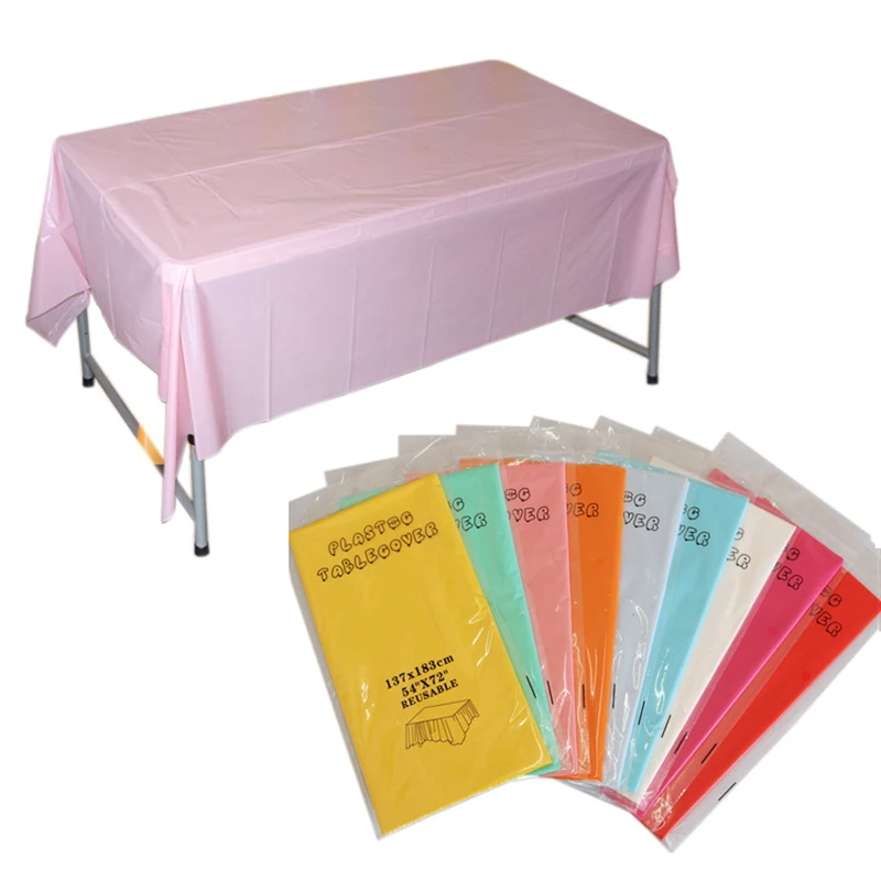 

1PC Rectangle Tablecloth Disposable PE Plastic Table Covers Pure Colors Wipe Clean Party Table Cloth Covers Home Accessories