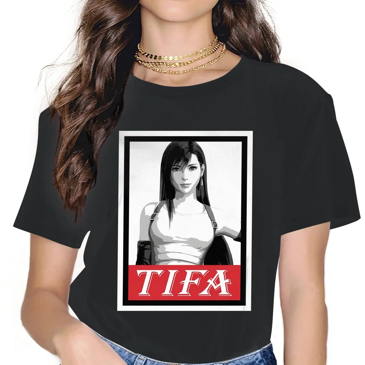 

Женские рубашки с переделанными играми, финальная фантазия, футболка оверсайз Tifa Lockhart, кавайные винтажные женские блузы