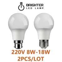 2pcs lampada e27 b22 led light 220v bombilla bulb a60 8w 18w warm cold white lighting for living room cool room decor