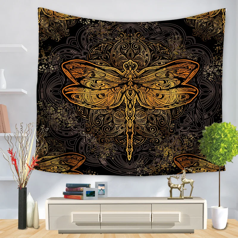 Folk Dragonfly Tapestry Modern Simple Home Wall Decorative Cloth Background Wall Hanging Cloth Room Art Tapestry