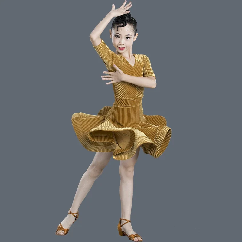Детское платье для латинских танцев осенне-зимняя профессиональная одежда