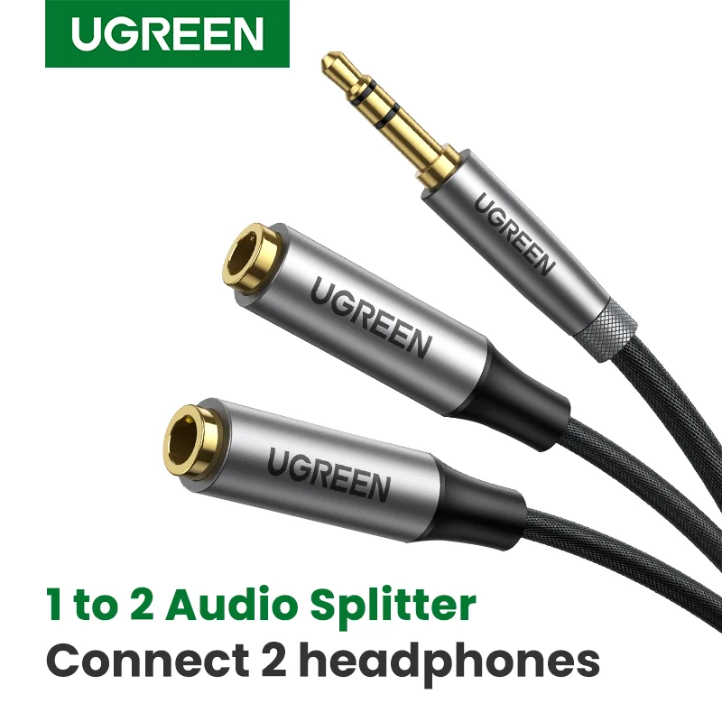 

UGREEN Headphone Splitter 3.5mm 2 Way Aux Male to Female Earphone Audio Adapter Double Stereo Y Splitter Cable For TV Phone PS4