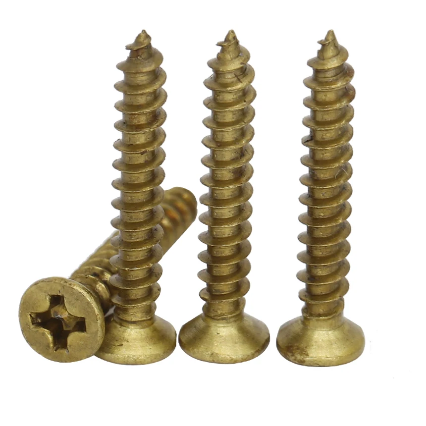 

M3 M3.5 M4 M5 OD 6mm 8mm to 40mm Length DIN7982 Brass Phillips Cross Recessed Countersunk CSK Flat Head Self Tapping Screw