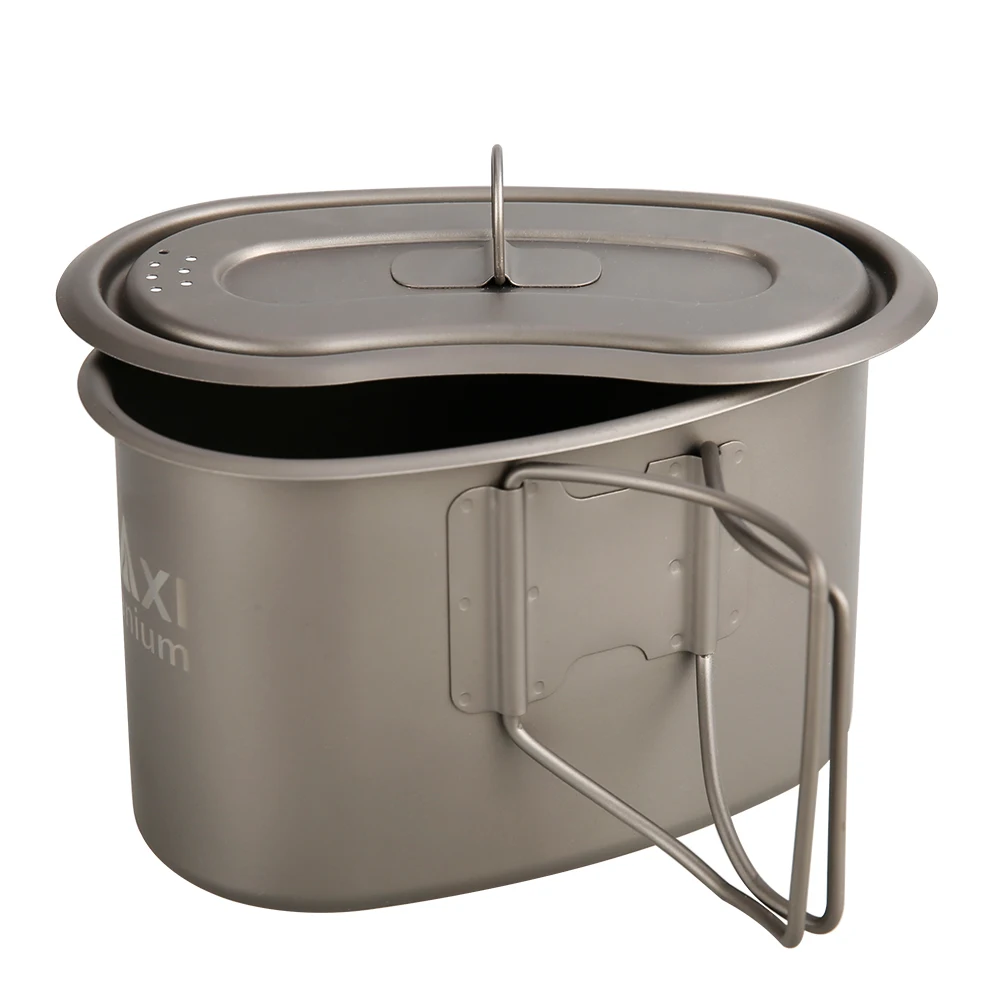 Титановая чашка GI с титановой ложкой 950 мл Ланч-бокс чаша для кемпинга со складной