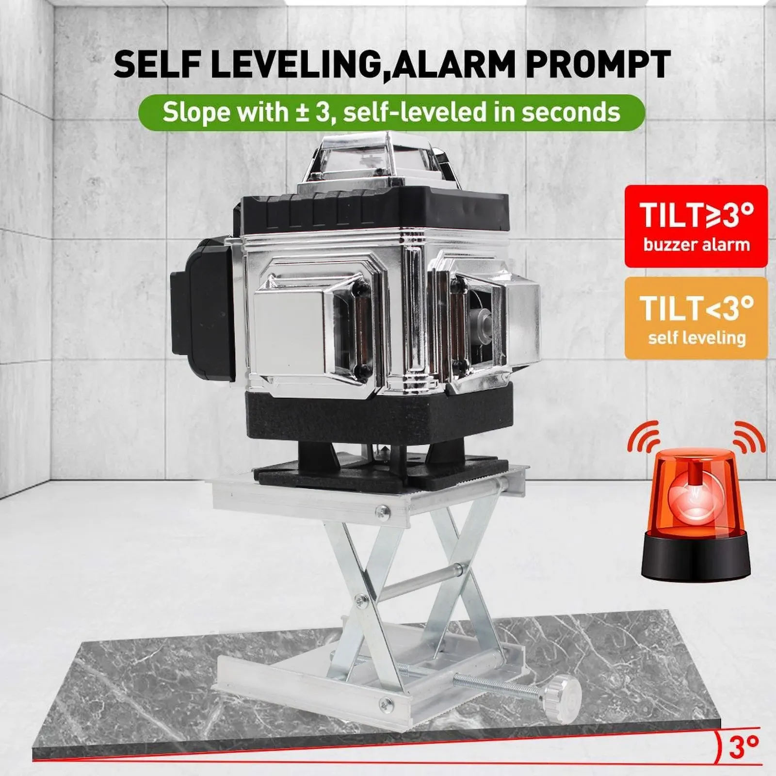 

16 Lines 3D 4D Professional Rotary Laser Level 360° Self-leveling Ground and Wall Sticker Green Laser Vert Measuring Tool Tripod