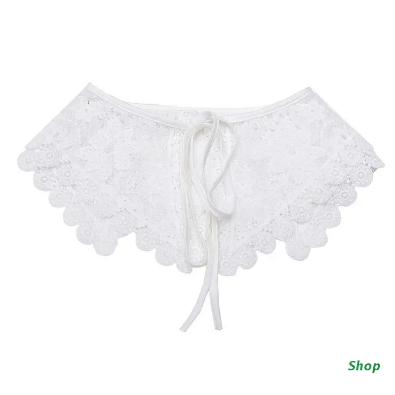 

L5YC False Collar Shoulder Embroidery Collar Detachable Collar Venise Lace Up