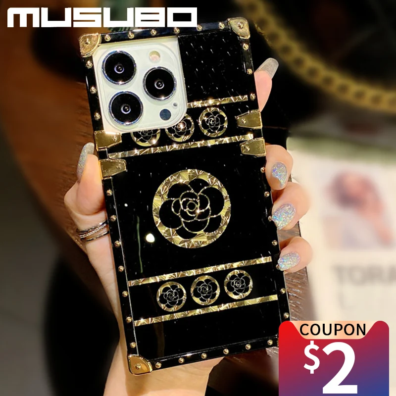 Роскошный силиконовый чехол для телефона Musubo с кольцом iPhone 13 PRO 12 11 Pro Max XS XR SE 3 7 8 Plus