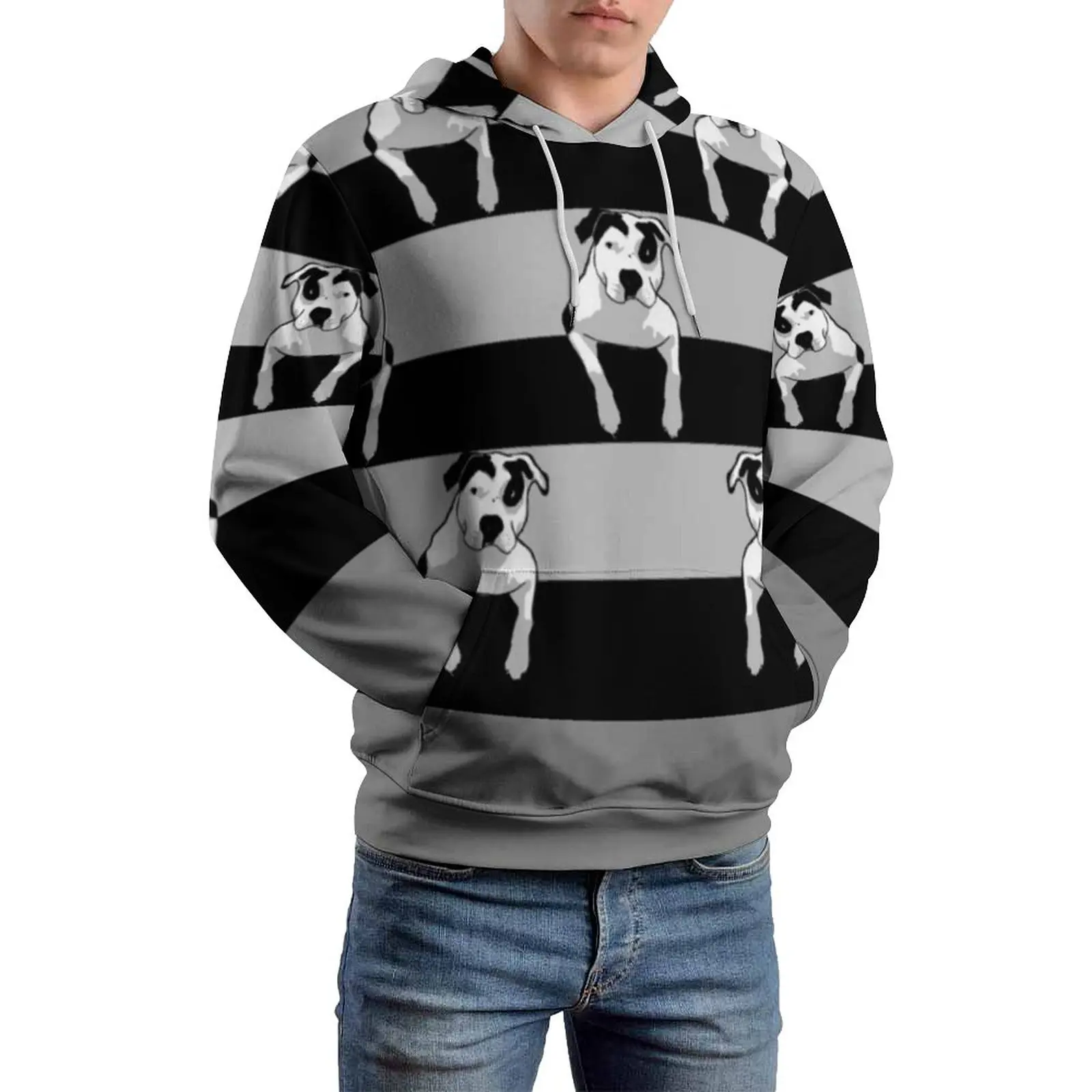 

Толстовка мужская оверсайз с длинным рукавом и принтом собаки