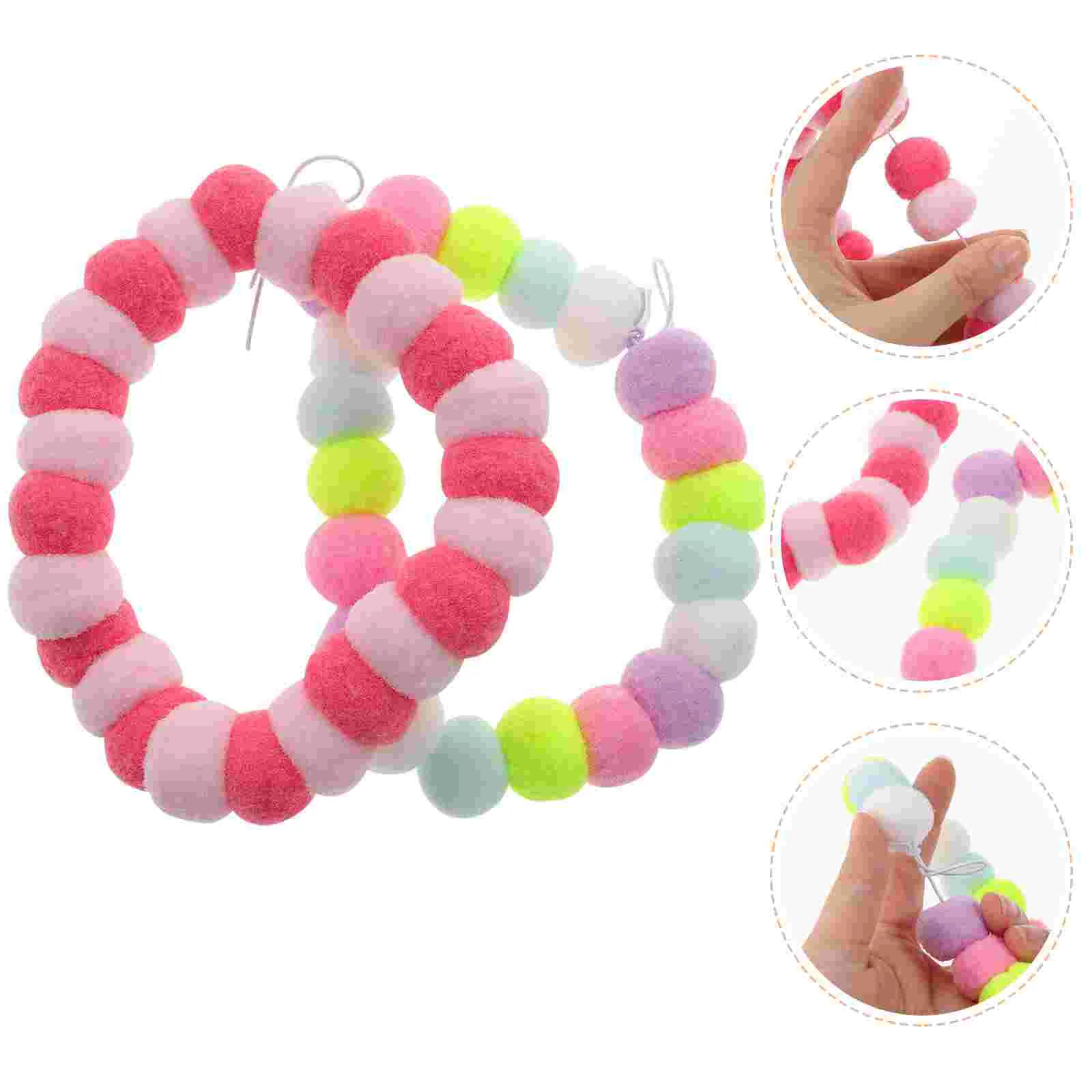 

2 Pcs Dog Bandana Colorful Pom Pom Balls Dog Scarf Small Puppy Collar Pet Cat Collar Elasticity Puppy Plush Necklace