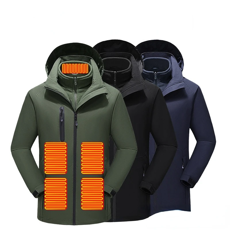 2022 Men's Coats Parka Jackets for Men Winter USB Heated Jacket Windbreaker Waterproof Windproof Outdoor Sports Vests  Warm Coat