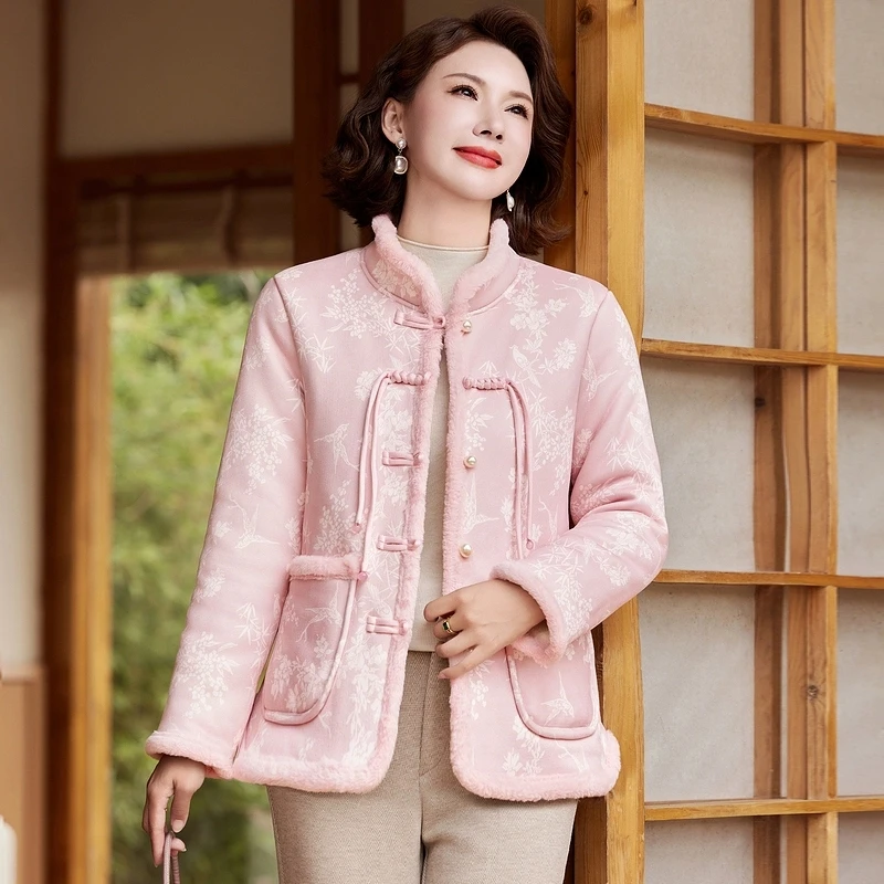 Новая хлопковая куртка с принтом в китайском стиле женская толстая теплая модная