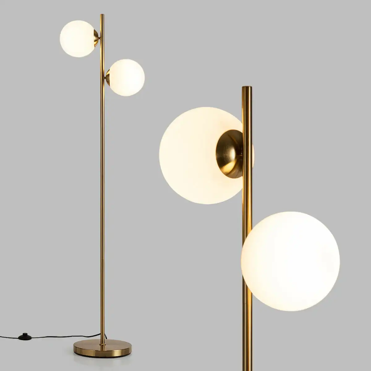 

65" Sphere LED Floor Lamp w/ 2 Bulbs & Foot Switch Home Office