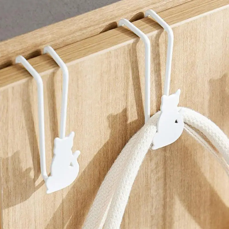 Крючки для дверей шкафа Крючок полотенец ванной комнаты с кошачьим дизайном 2X