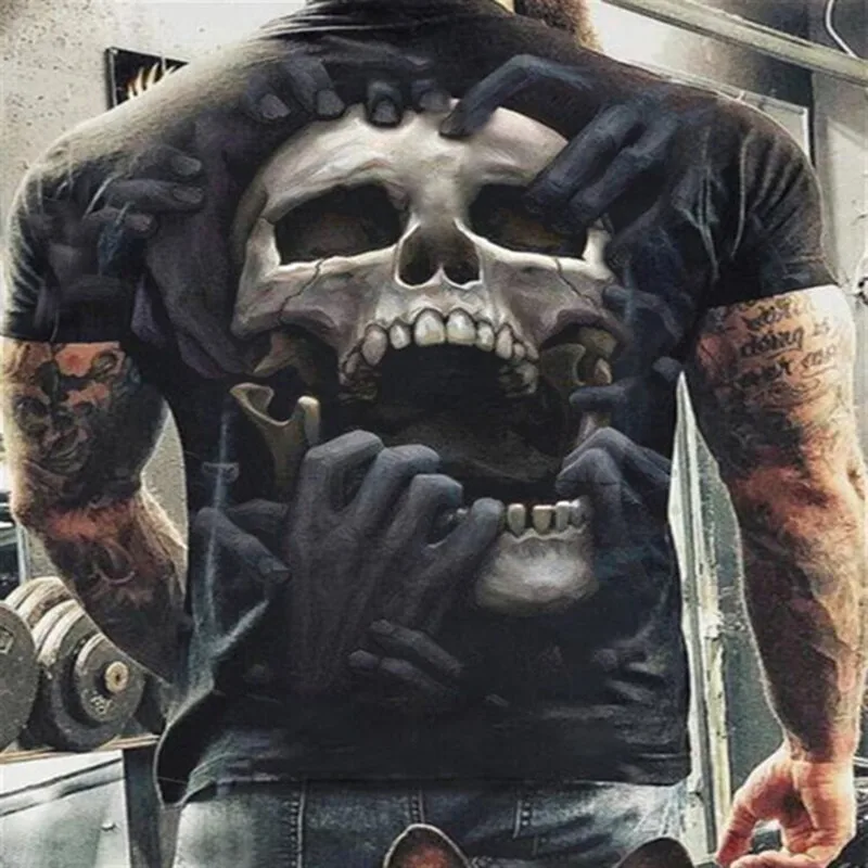 

Fashion Summer Horror Skull 3D Print Mens T-Shirt O-Neck Short Sleeve Casual Breathable Oversized Male T Shirt Top Men Clothing