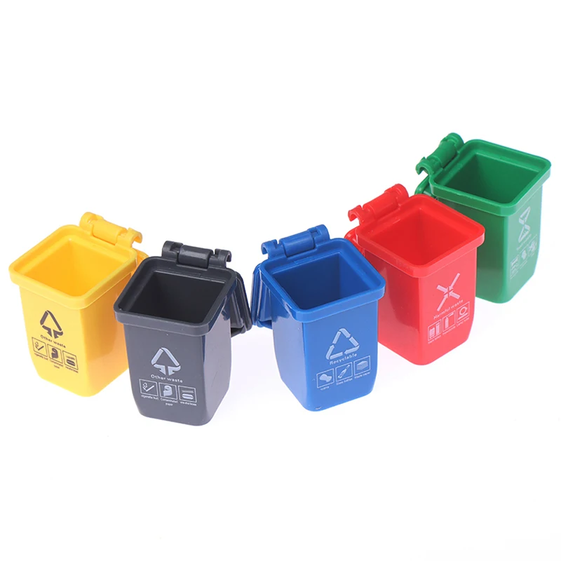 Toy Garbage Truck Cans Curbside Vehicle Bin Toys Kid Simulation Furniture Toy Gift 5pcs/set