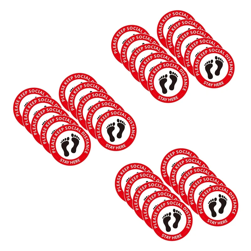 

Social Distancing Floor Decals Sticker 30 Pcs Removable Safety Floor Signs Round Signs Waterproof Anti-Slip Sticker
