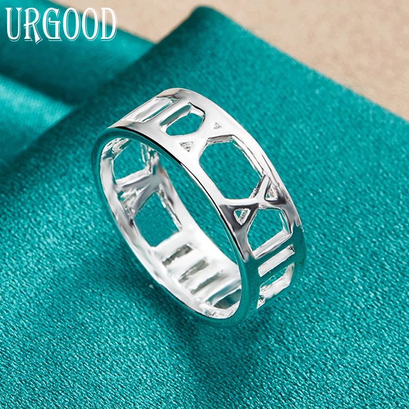 

925 Sterling Silver Hollow Roman Numeral Ring For Women Man Party Engagement Wedding Romantic Fashion Jewelry Gift