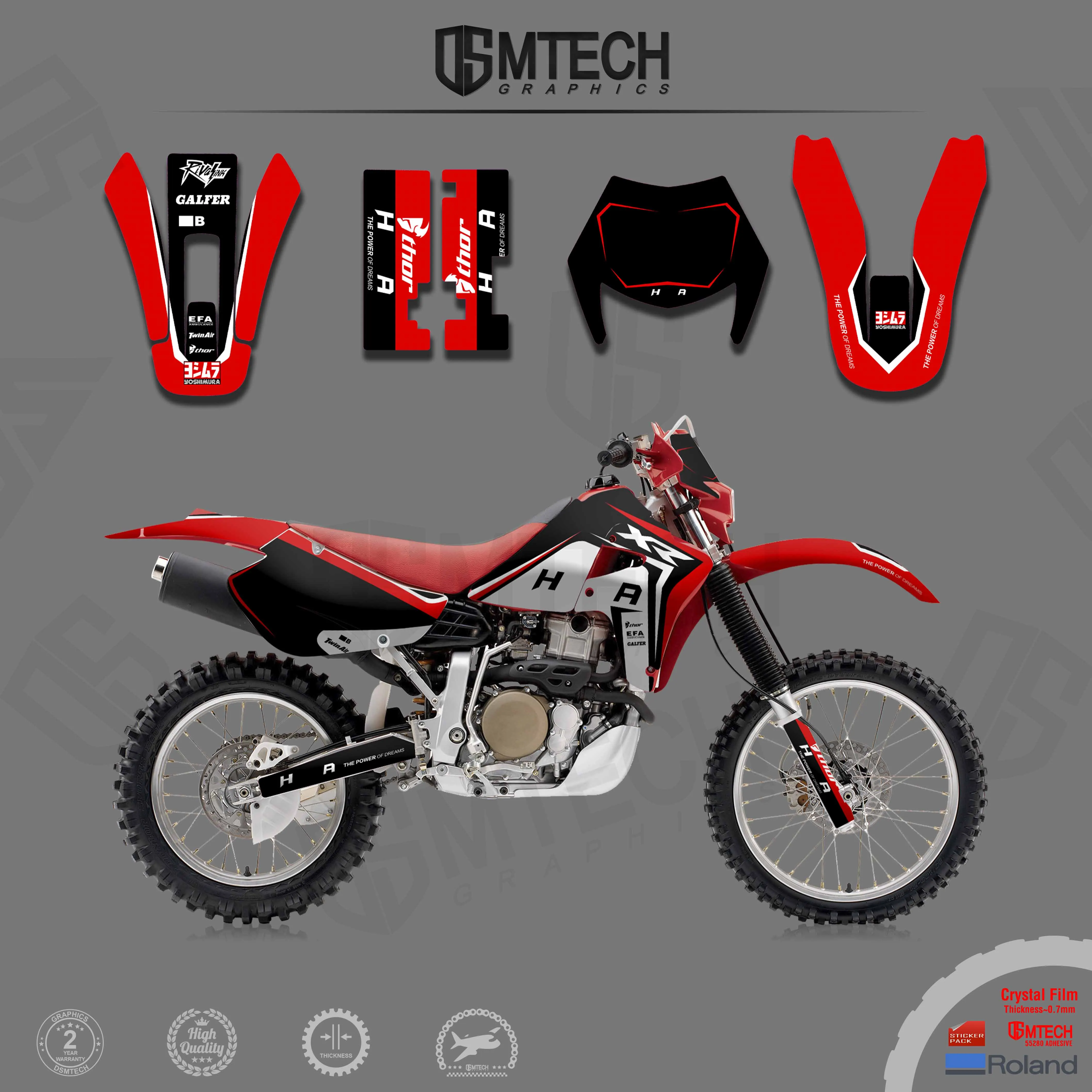 DSMTECH Stickers Motocross Backgrounds Graphics Decals  Kits  For HONDA 2000 2001 2002 2003 2004 2005 2006 2007-2009 XR650 R 003