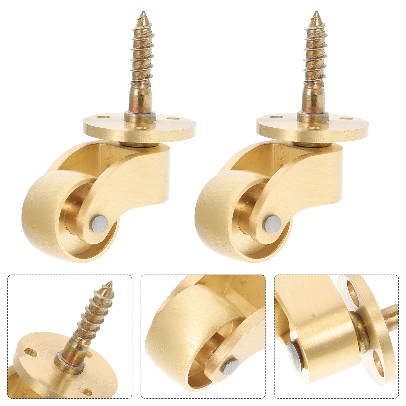 

2Pcs Brass Stem Casters Useful Furniture Caster 360 Degree Rotation Wheels