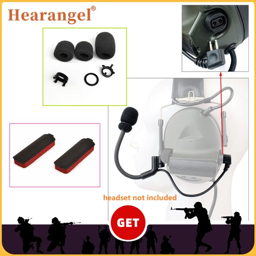 

Hearangel Tactical Shooting Headset Comtac II Series Stand Replacement kit Microphone&Pickup sponge battery cover Accessories