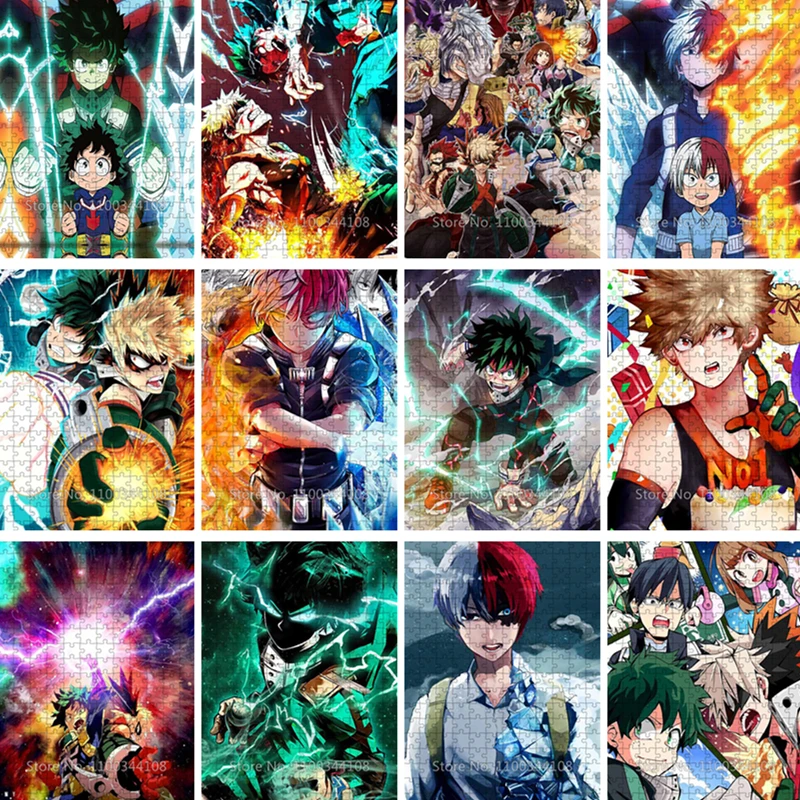 

My Hero Academia Jigsaw Puzzle Japanese Anime Cartoon Paper Puzzles Children's Intellectual Game Diy Handmade Toy Gift for Kids